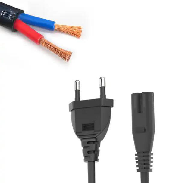 Dây nguồn AC linh hoạt của EU Dây nối điện nhẹ 2 pin