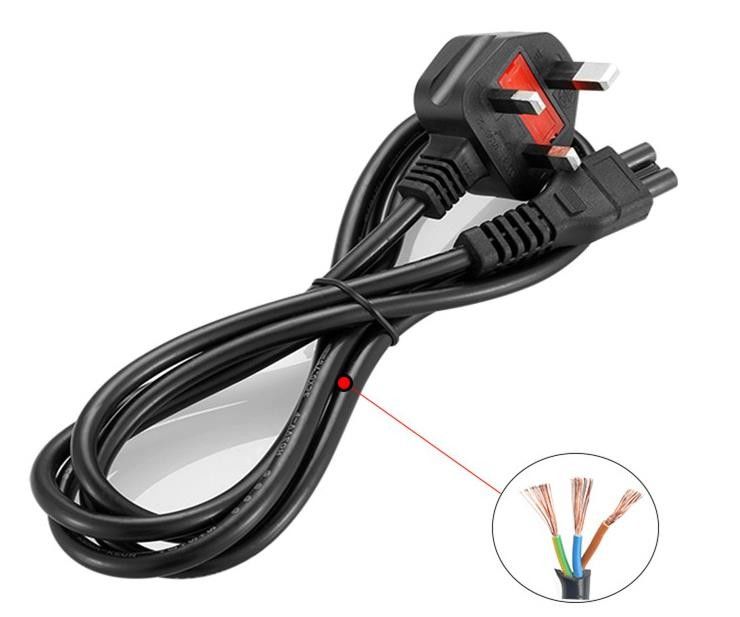 Dây nguồn AC IEC Vương quốc Anh 1,5M 3 phích cắm Prong Cáp chính 5Ft