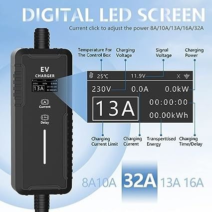 GBT 3.5KW 7KW IP65 Bộ sạc xe điện xách tay nhỏ gọn chống thời tiết và bảo vệ hiện tại