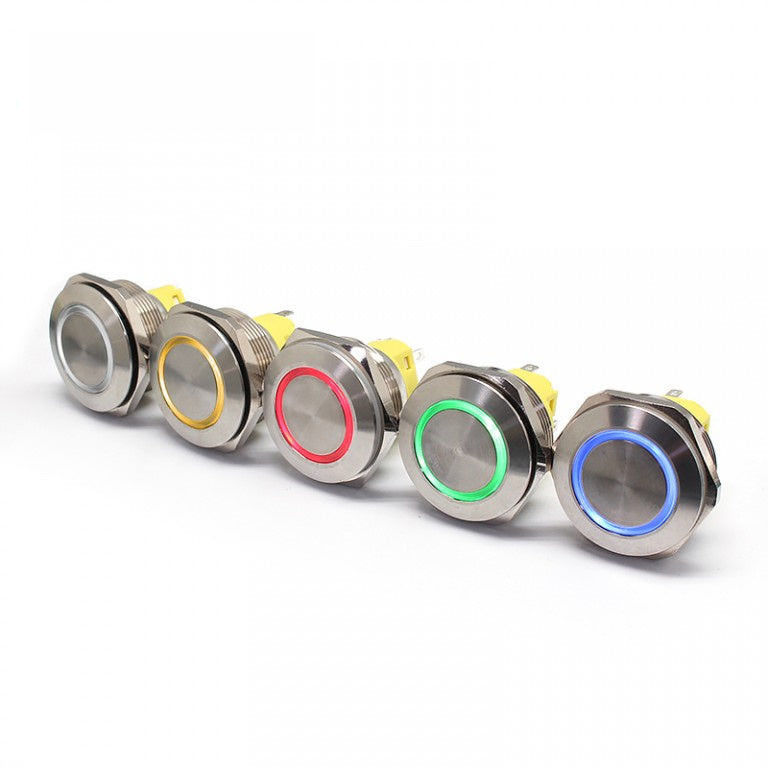 Công tắc nút nhấn kim loại chiếu sáng 28mm Đèn LED loại tròn 500V