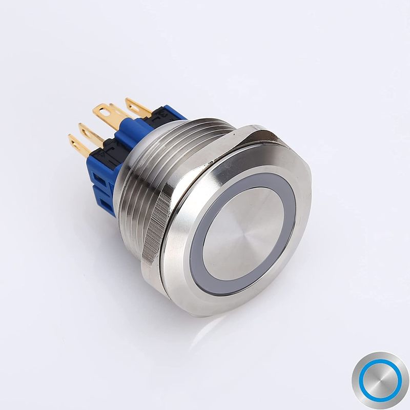 Công tắc nút nhấn kim loại chiếu sáng 28mm Đèn LED loại tròn 500V