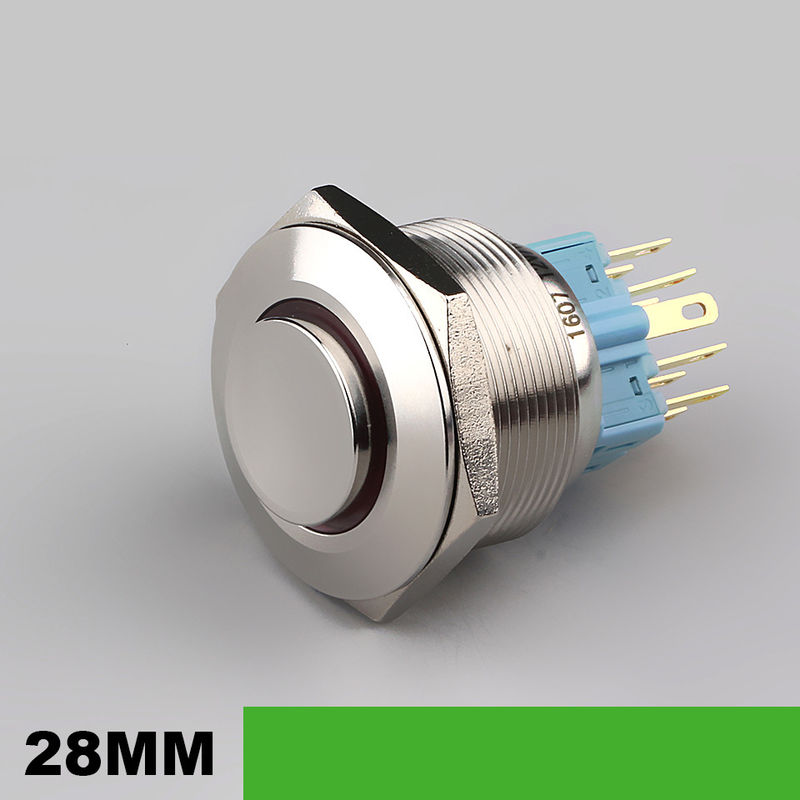 Công tắc nút nhấn kim loại chiếu sáng 28mm Đèn LED loại tròn 500V