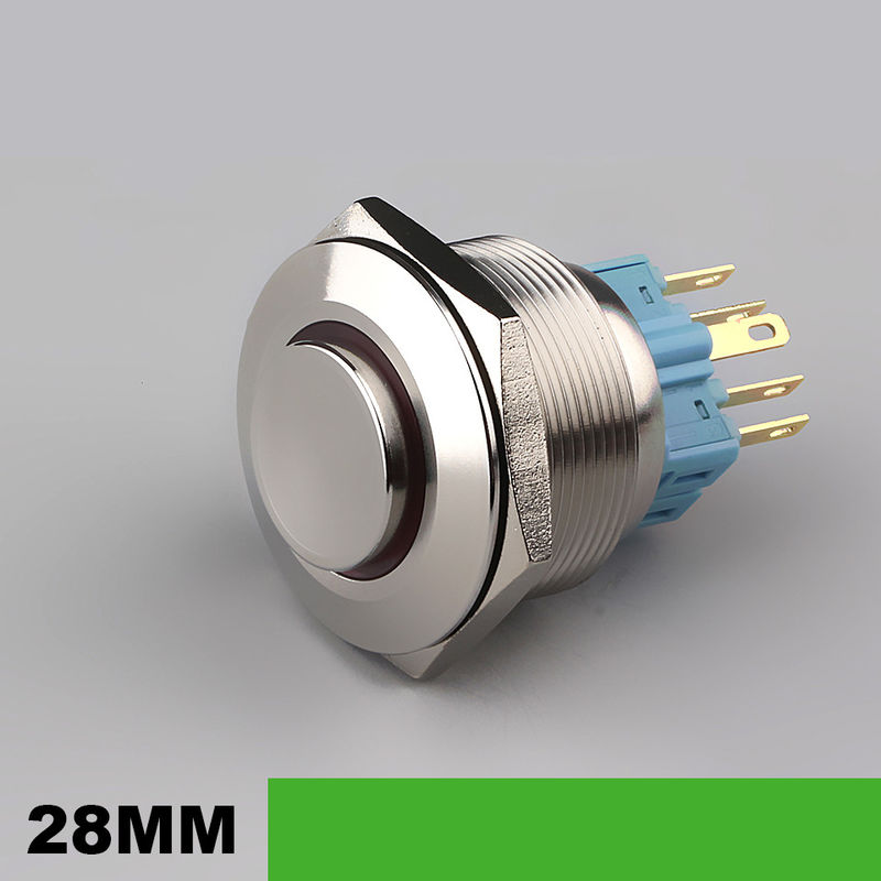 Công tắc nút nhấn kim loại chiếu sáng 28mm Đèn LED loại tròn 500V