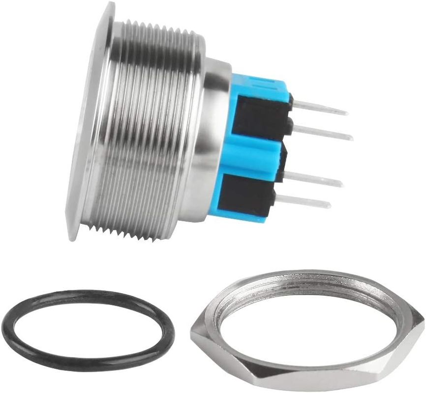 Bật nguồn Tắt nút ấn kim loại Công tắc đèn LED loại vòng chiếu sáng 30 mm