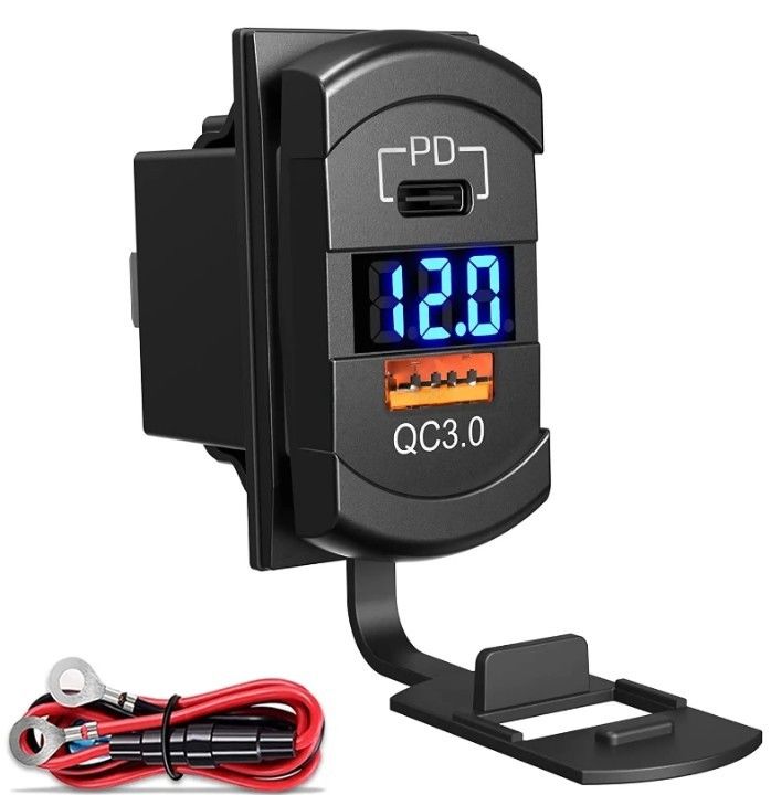 12v 24v USB Charger Rocker Switch Fast Charge Socket Waterproof Quick Dual Pd Qc3.0 Cho xe hơi thuyền