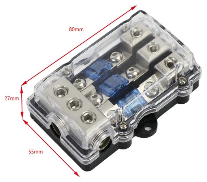 3Way Xe Ô Tô Mini ANL Cầu Chì Giá Đỡ Âm Thanh Stereo Phân Phối Điện Khối 60 Amp Cầu Chì Giá Đỡ Bảng Điều Khiển Gắn
