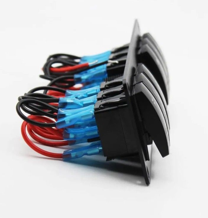 Color Voltmeter 6 Gang DC12V 24V Led On Off 5 PIN Rocker Switch Panel cho xe lượn ô tô Hải quân