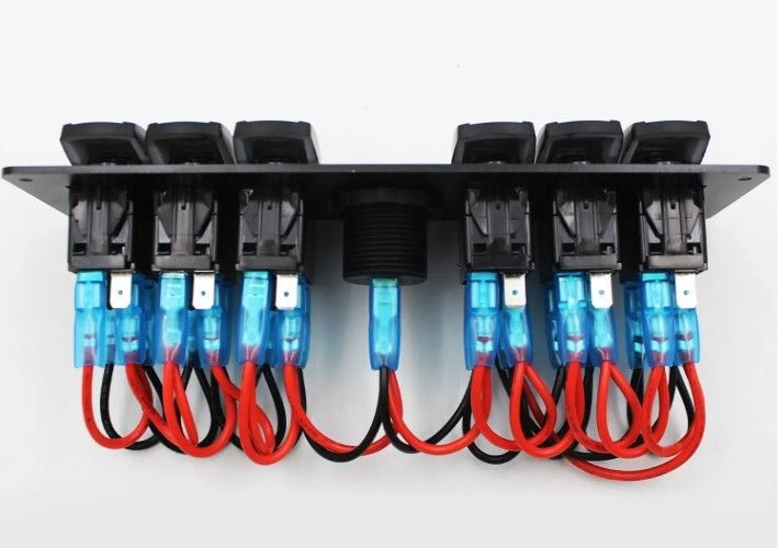 Color Voltmeter 6 Gang DC12V 24V Led On Off 5 PIN Rocker Switch Panel cho xe lượn ô tô Hải quân