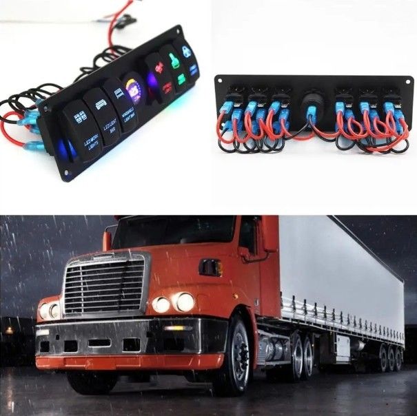 Color Voltmeter 6 Gang DC12V 24V Led On Off 5 PIN Rocker Switch Panel cho xe lượn ô tô Hải quân