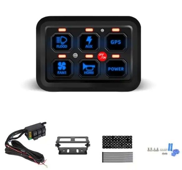 6 Gang 12V Led Switch Panel RGB Kit Tự động Đảm bóng Universal Light Bar Controller Với APP