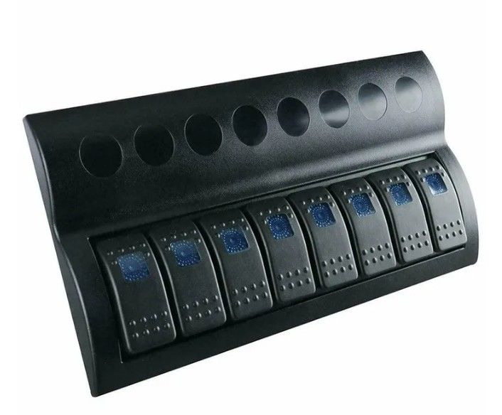 Đội thủy thủ thuyền SPLASHPROOF Switch Panel 8 GANG với LED chỉ báo ROCKER AUTO FUSES