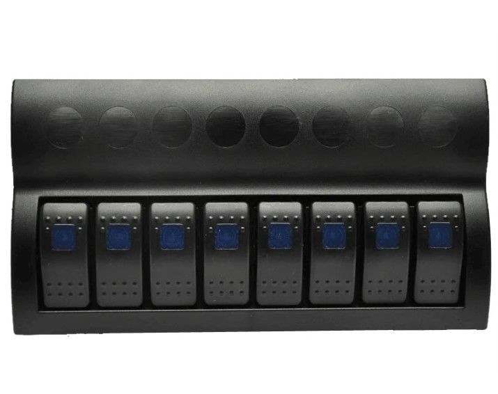 Đội thủy thủ thuyền SPLASHPROOF Switch Panel 8 GANG với LED chỉ báo ROCKER AUTO FUSES
