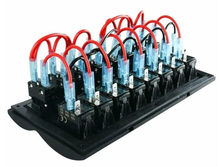Đội thủy thủ thuyền SPLASHPROOF Switch Panel 8 GANG với LED chỉ báo ROCKER AUTO FUSES