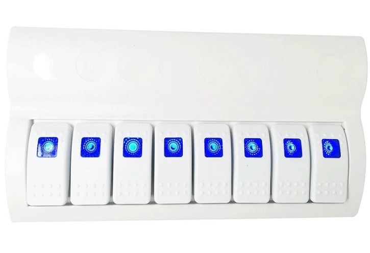 Đội thủy thủ thuyền SPLASHPROOF Switch Panel 8 GANG với LED chỉ báo ROCKER AUTO FUSES