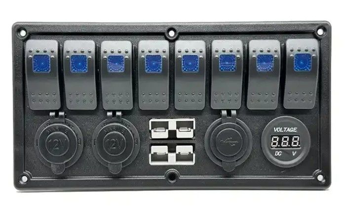 12V 8 Way Gang Rocker Switch Panel với W / 50A Cắm Anderson kép