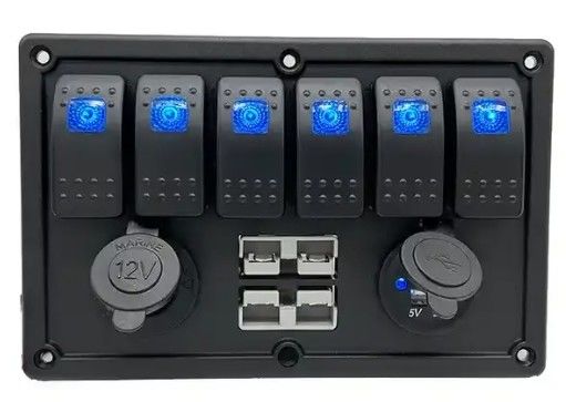 12V 8 Way Gang Rocker Switch Panel với W / 50A Cắm Anderson kép