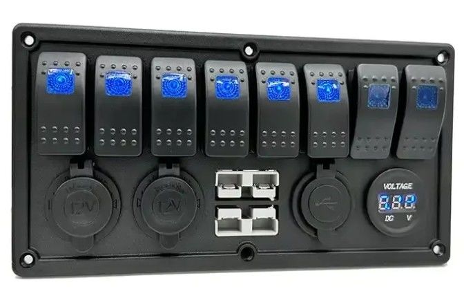 12V 8 Way Gang Rocker Switch Panel với W / 50A Cắm Anderson kép