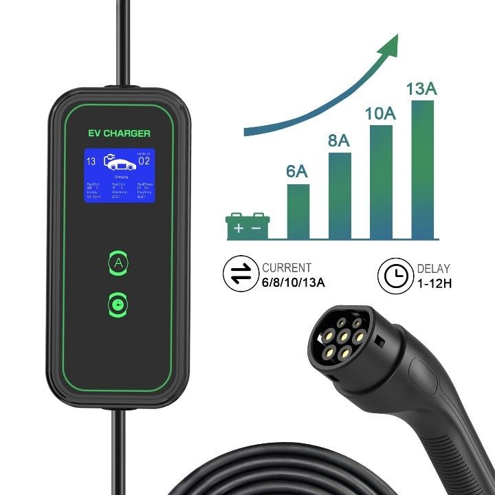 3.5KW 7KW 11KW Tiêu chuẩn châu Âu Cắm loại 2 Cáp sạc AC di động Nhà Sạc EV di động 7KW áo khoác Tpe