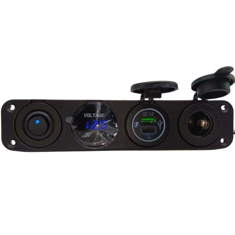 4 trong 1 Voltmeter ô tô USB kép 12V Máy hút thuốc lá ô tô Lighter Voltage Meter với công tắc