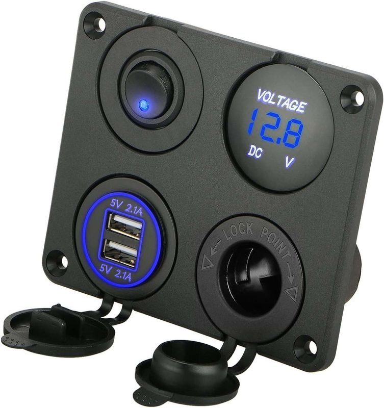 Đường viền chuyển đổi ô tô tùy chỉnh ổ cắm bật thuốc lá & đèn LED bật tắt Rocker Toggle Switch
