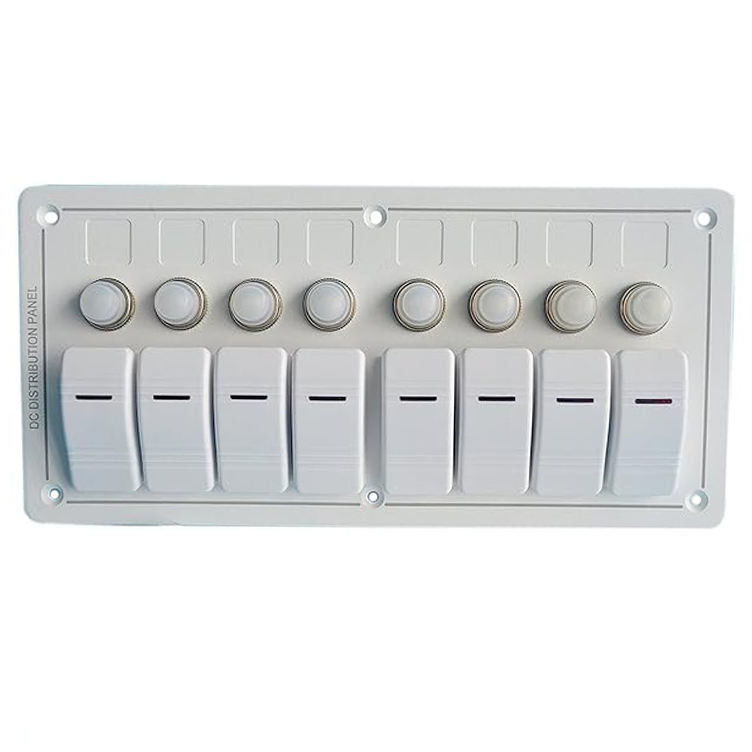 12-24V 6 Gang Boat Switch Panel Blue LED Rocker On-Off Bộ ngắt mạch tùy chọn