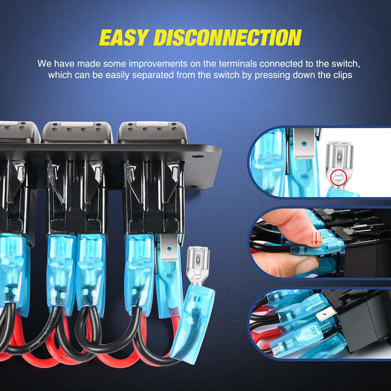 DC12V 24V 3 Gang Đèn Đỏ LED Rocker Switch Panel Box Với Bộ sạc USB 4.8A