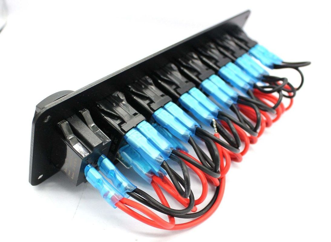 DC 12V 7 Gang Rocker Switch Panel Với 4.8 Amp Dual USB Charger LED