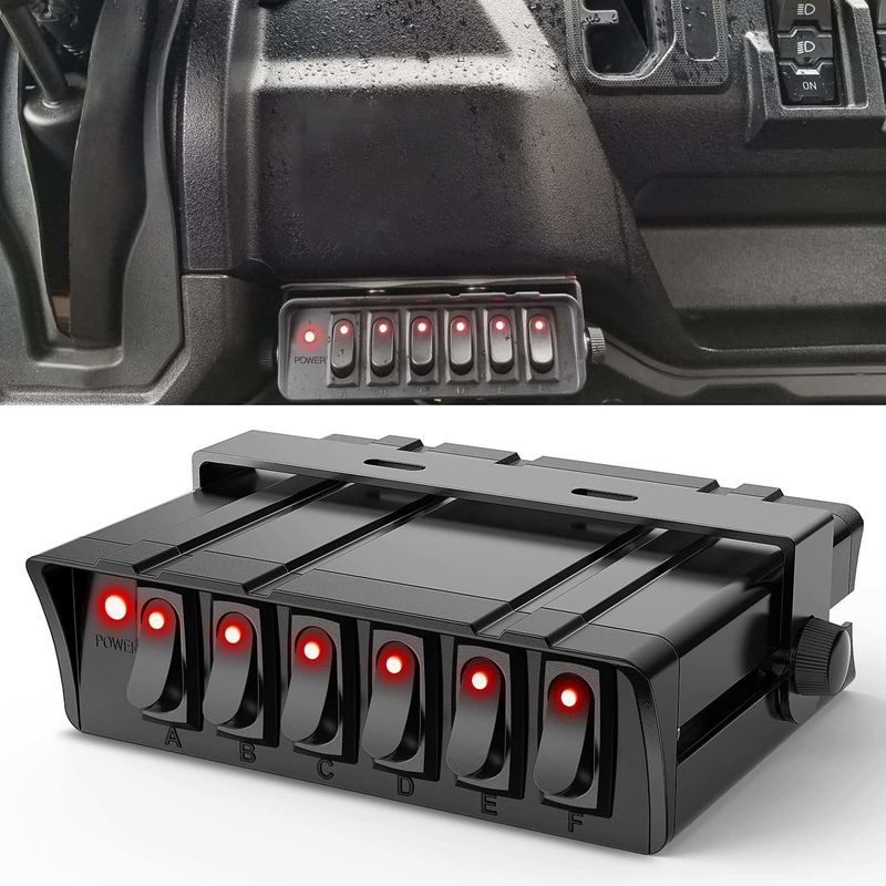 6 hộp chuyển mạch Gang Rocker SPST On / Off Rocker Toggle Switch Panel 30Amp Max 12 dây AWG