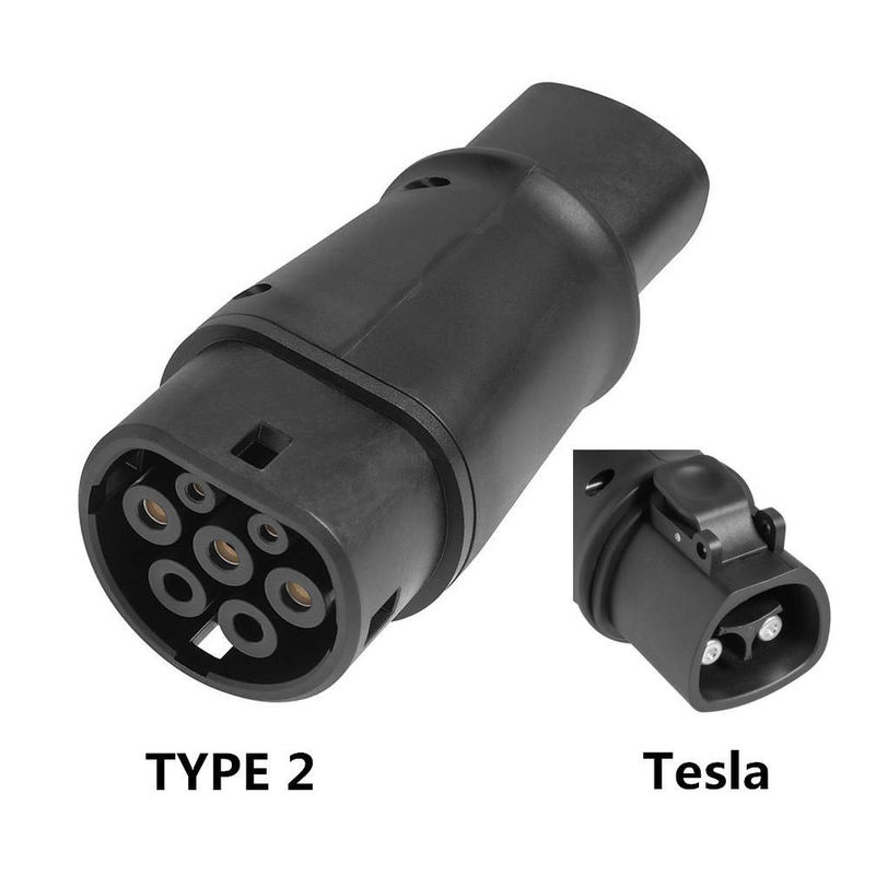 Tesla To Type2 Charger Adapter 60A max Connector 14kw Ev Plug Sạc nhanh